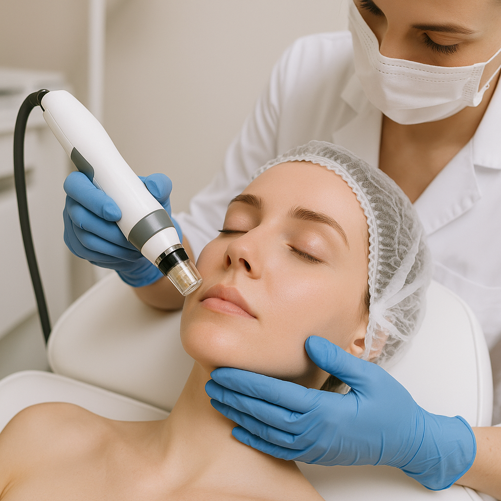 Facial rejuvenation treatment in Miami, FL using RF microneedling.