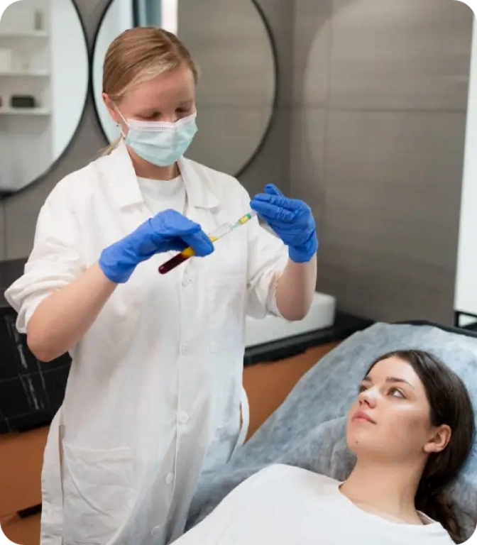 Miami Stem Cell clinician prepares to give injection for PRP facials in Florida. Anti-aging procedure for younger looking skin.